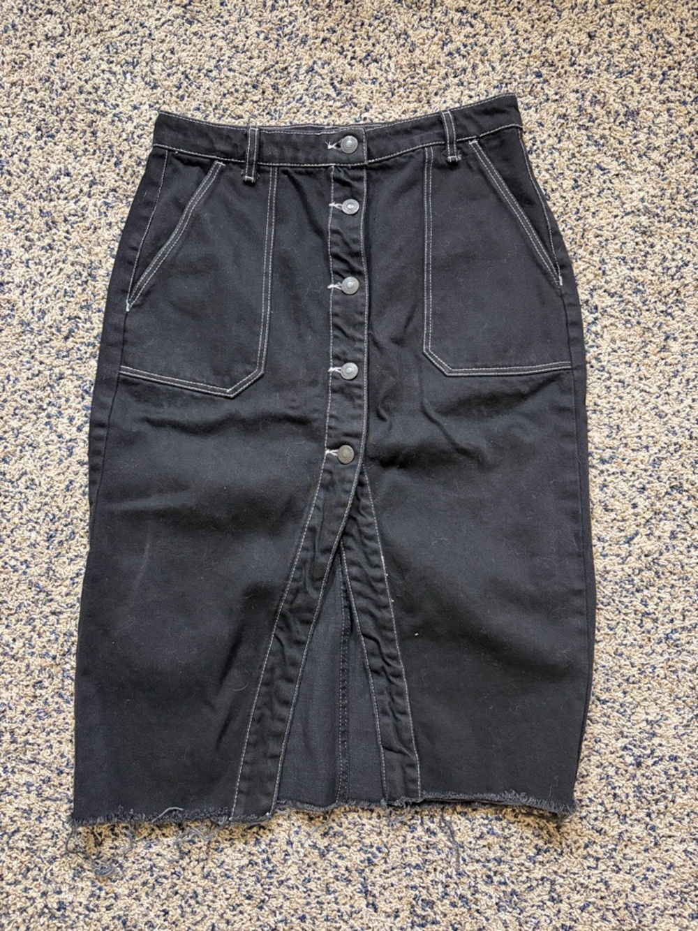 Bershka Black Button-Front Pencil Skirt with Front Slit